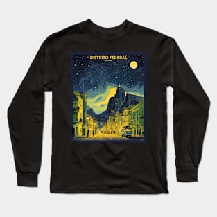 Distrito Federal Brazil Starry Night Vintage Tourism Travel Poster Long Sleeve T-Shirt